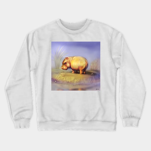 Happy hippo Crewneck Sweatshirt by Artofokan